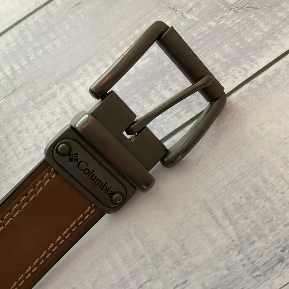 Columbia Belt Mens 38 / 99‎ Tan Brown Leather Casual